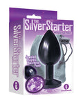 The 9' The Silver Starter Bejeweled Round Stainless - Steel Plug - Black/Violet