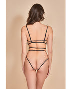 Heartburn Mesh & Velvet Teddy w/Open Back Black