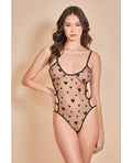 Heartburn Mesh & Velvet Teddy w/Open Back Black