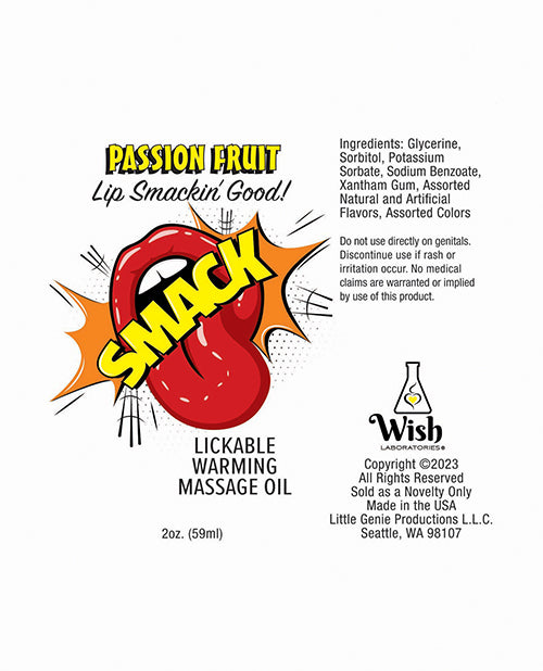 Smack Warming Massage Oil - 2 oz Passion Fruit