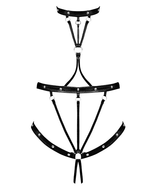Lust Seducer Strappy Cupless & Crotchless G - String Teddy Black