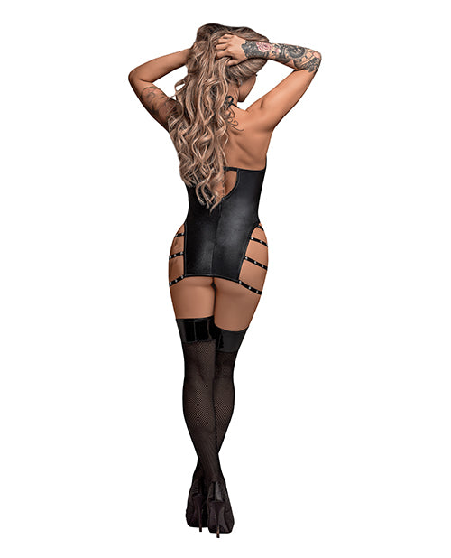 Lust Portia Mini Dress w/Plush Elastic Strapping Black