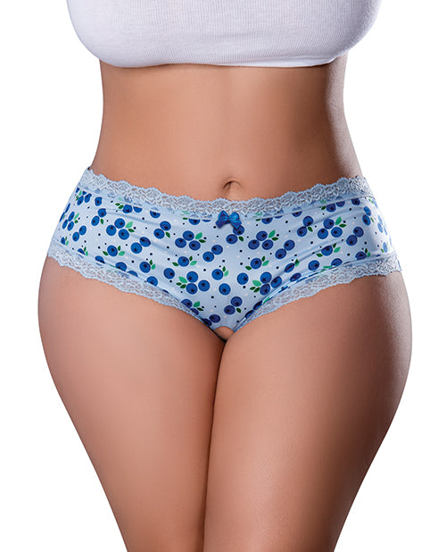 Sweet Treats Crotchless Boy Short w/Wicked Sensual Care Blueberry Lube - Blue