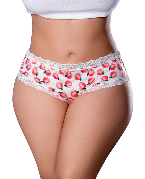 Sweet Treats Crotchless Boy Short w/Wicked Sensual Care Peach Lube - White