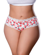 Sweet Treats Crotchless Boy Short w/Wicked Sensual Care Peach Lube - White