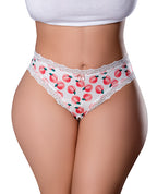 Sweet Treats Crotchless Thong w/Wicked Sensual Care Peach Lube - White
