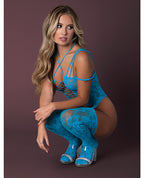 Seamless Strappy Body Stocking - Turquoise