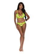 Strap - Tease Bra & Crotchless Panty Neon Yellow