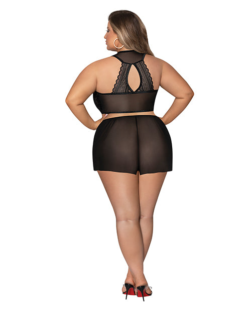 Modern Romance Tie Front Halter & Tap Pant Black