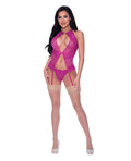 Berrylicious Lace Halter Basque & G - String Pink