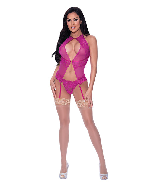 Berrylicious Lace Halter Basque & G - String Pink