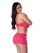 Get It Girl Lace Bra w/Skirt & Thong - Pink