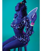 Hazy Dayz Shrooms Crop Top w/Skirt & Thong - Black