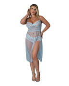 Blue Sky Long Chemise & Boy Short Panty - Light Blue