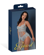 Blue Sky Long Chemise & Boy Short Panty - Light Blue