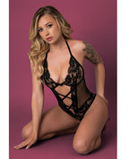 Black Cherry Halter Teddy - Black