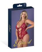 Black Cherry Halter Teddy - Red