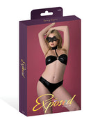 Sinful Wet Look Bandeau & Panty Set - Black