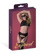 Sinful Hater Bra, Panty, & Garter 3 pc Set - Black