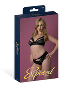 Rush Lace & Mesh Bra & Panty 2 pc Set - Black