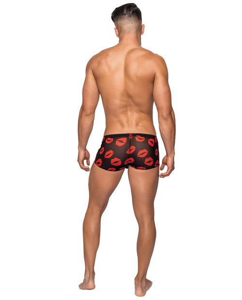 Kiss Me Stretch Mesh Mini Short Blk/Rd