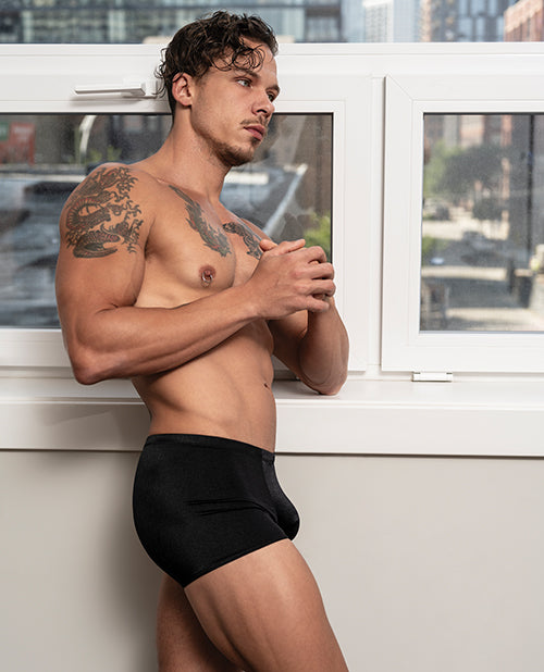 Male Power Satin Lycra Boxer Black
