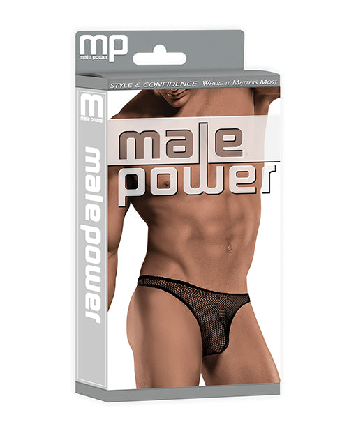 Male Power Stretch Net Pouch Thong Black