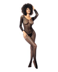 Long Sleeved All Over Fishnet Body Stocking Black