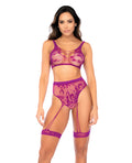 Floral Fishnet 2 pc Set - Pink Orchid