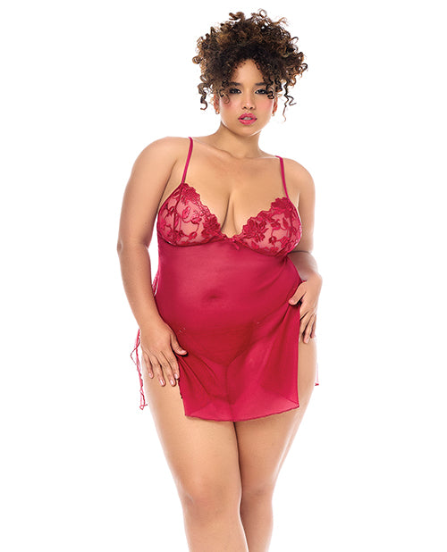 Luxe Babydoll w/Adjustable Straps & G - String - Red