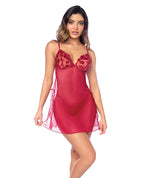 Luxe Babydoll w/Adjustable Straps & G - String - Red
