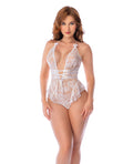 Sheer Lace Halter Teddy - White