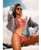 Seductive Garden Floral Mesh Bralette w/G - String 2 pc Set - Multi - Color