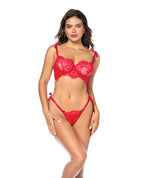 Laced in Confidence Bralette & G - String w/Tie Straps - Red