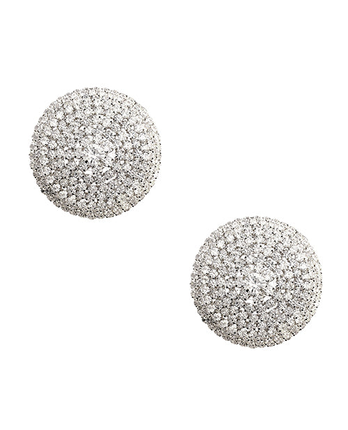 Neva Nude Burlesque Big O Crystal Jewel Reusable Silicone Pasties - Silver