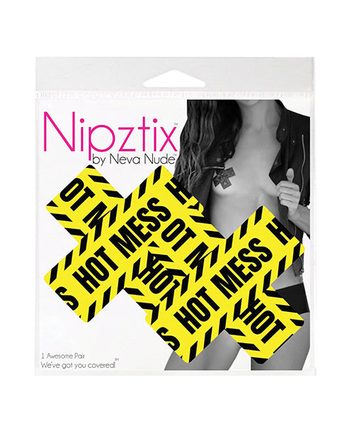 Neva Nude Blacklight Hot Mess X Pasties - Black/Yellow