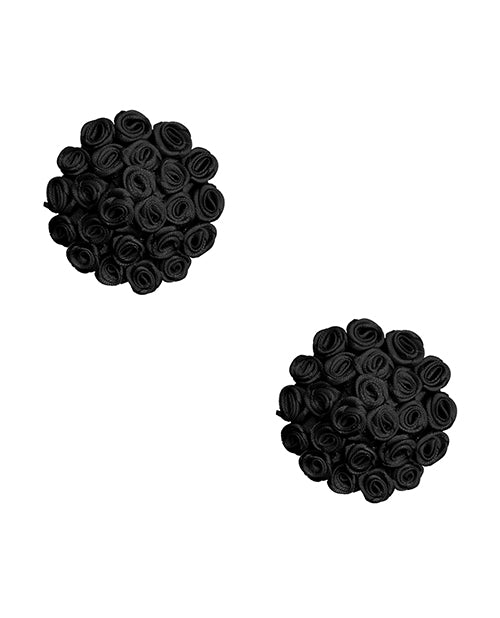 Neva Nude Burlesque Nightfall Roses Reusable Silicone Pasties - Black