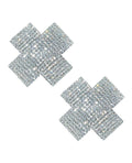 Neva Nude Cross Crystal Jewel Reusable Silicone Nipple Pasties - Clear
