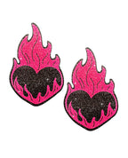 Neva Nude Flaming Heart Glitter Pasties - Black/Red