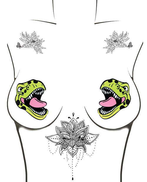 Neva Nude Black Light Dinosaur Pasties - Green
