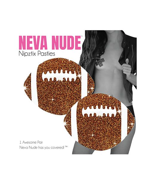 Neva Nude Football Glitter Pasties - Brown
