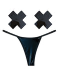 Neva Nude Naughty Knix Dom Squad Wet Vinyl G - String & Pasties - Black