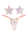 Neva Nude Naughty Knix Princess Bride Flip Sequin G - String & Pasties - Pink/White