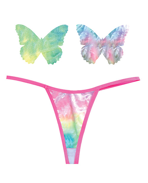 Neva Nude Naughty Knix Rainbow Sherbet Velvet G - String & Pasties - (Color Varies) Multi