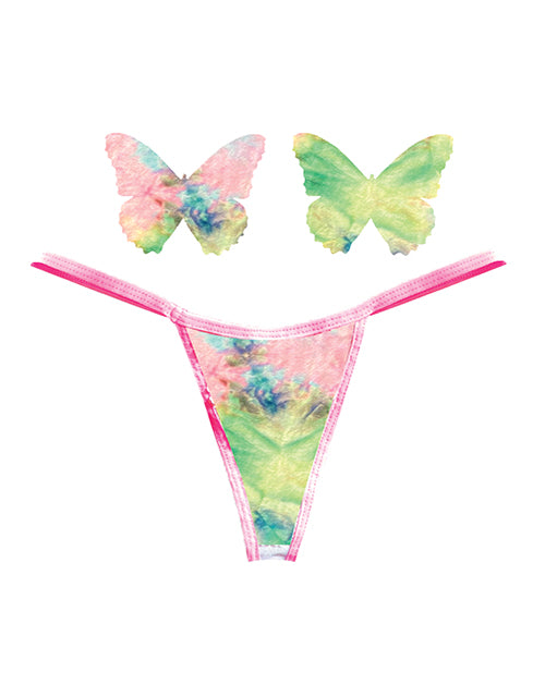 Neva Nude Naughty Knix Rainbow Sherbet Velvet G - String & Pasties - (Color Varies) Multi