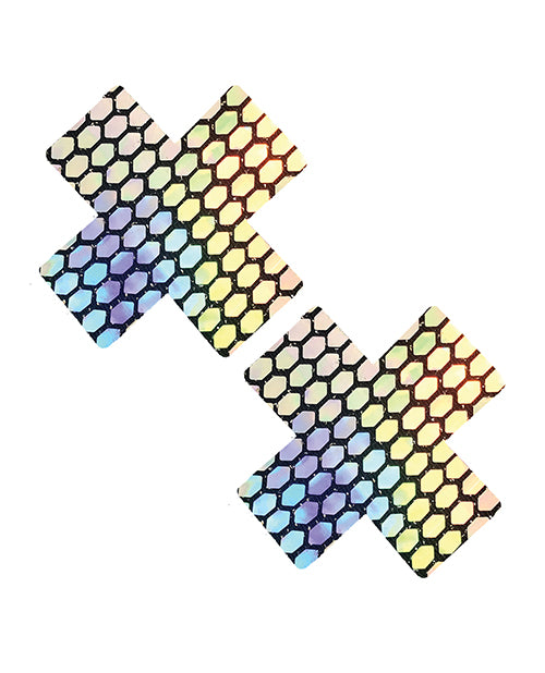 Neva Nude Mirrored Mayhem Holographic X Factor Pasties - Multi Color