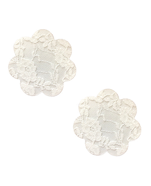 Neva Nude Lace Petal Flower Pasties - White