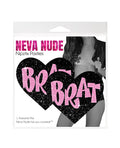 Neva Nude Brat Glitter Heart Pasties - Black/Pink
