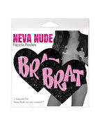 Neva Nude Brat Glitter Heart Pasties - Black/Pink