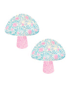 Neva Nude Black Light Glitter Shroom Pasties - Pink/White